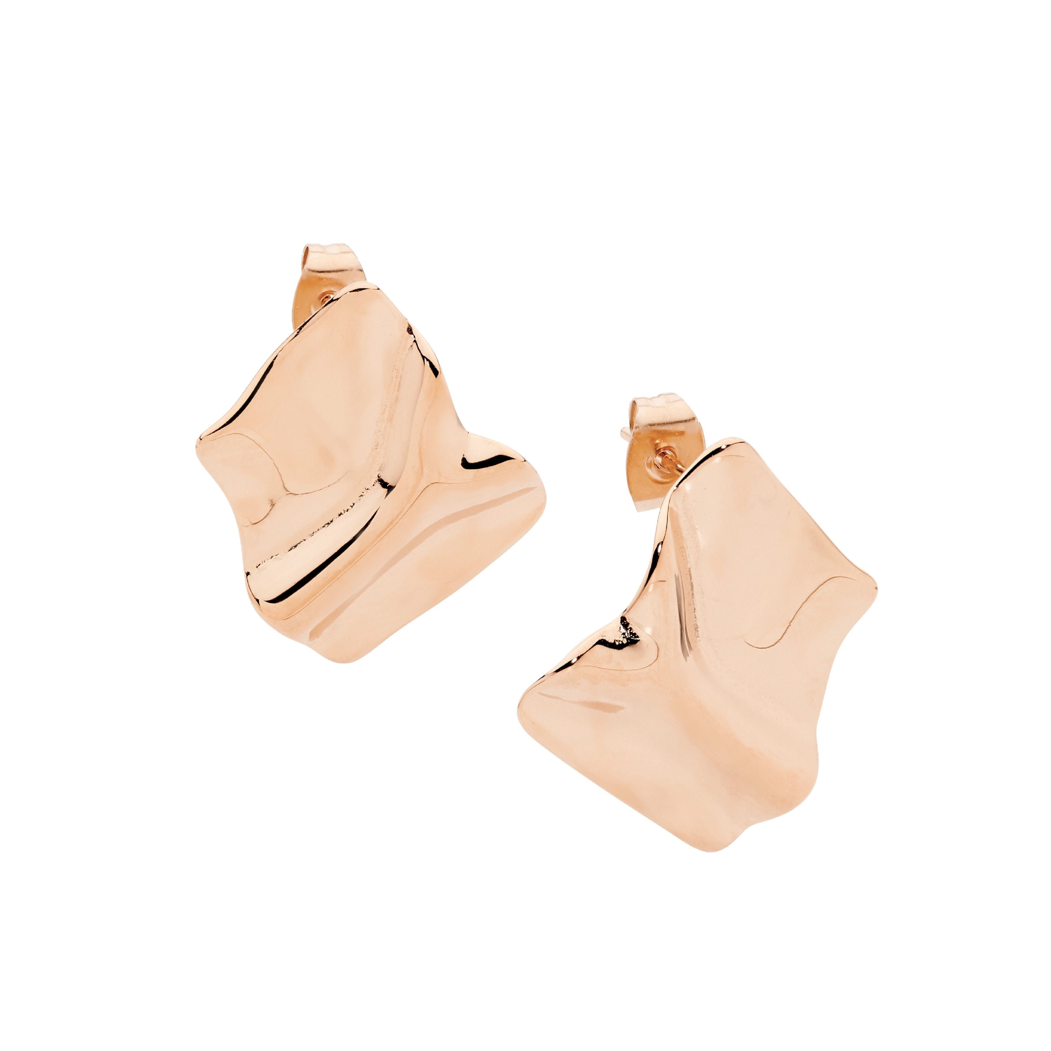 ELLANI Stainless Steel Free-form Earrings with Rose Gold Plating
