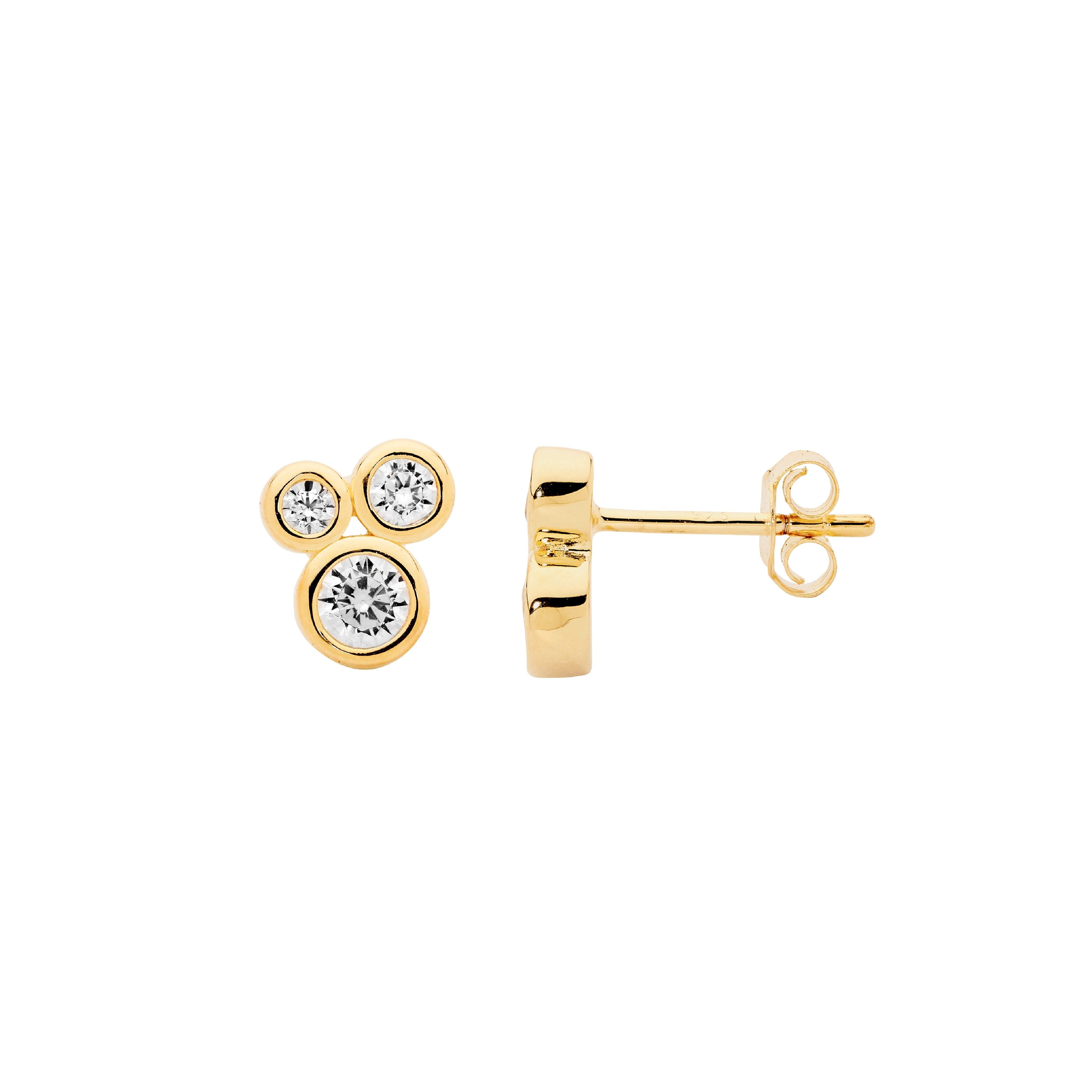 ELLANI Silver CZ Studs with Gold Plating