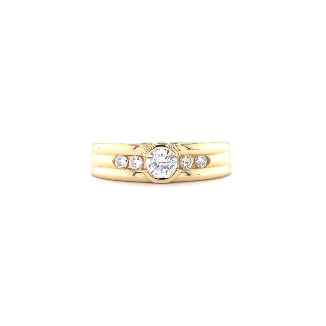 CUSTOM 18ct Yellow Gold Semi Bezel Diamond Ring