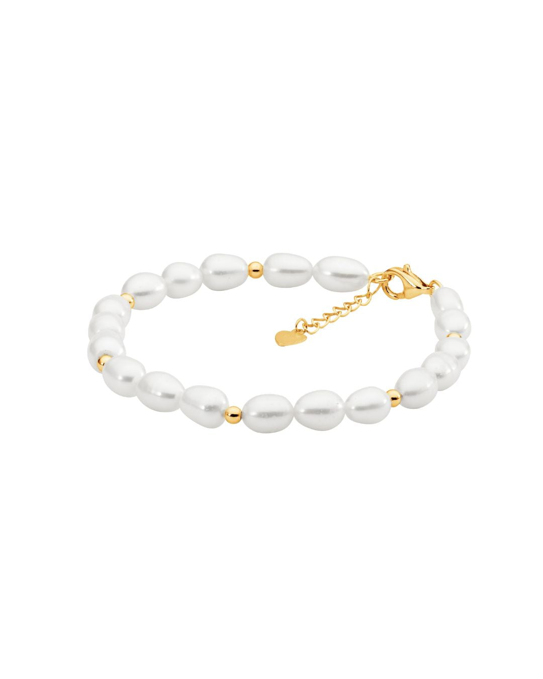 ELLANI Silver Freshwater Pearl Bracelet with Plated Beads