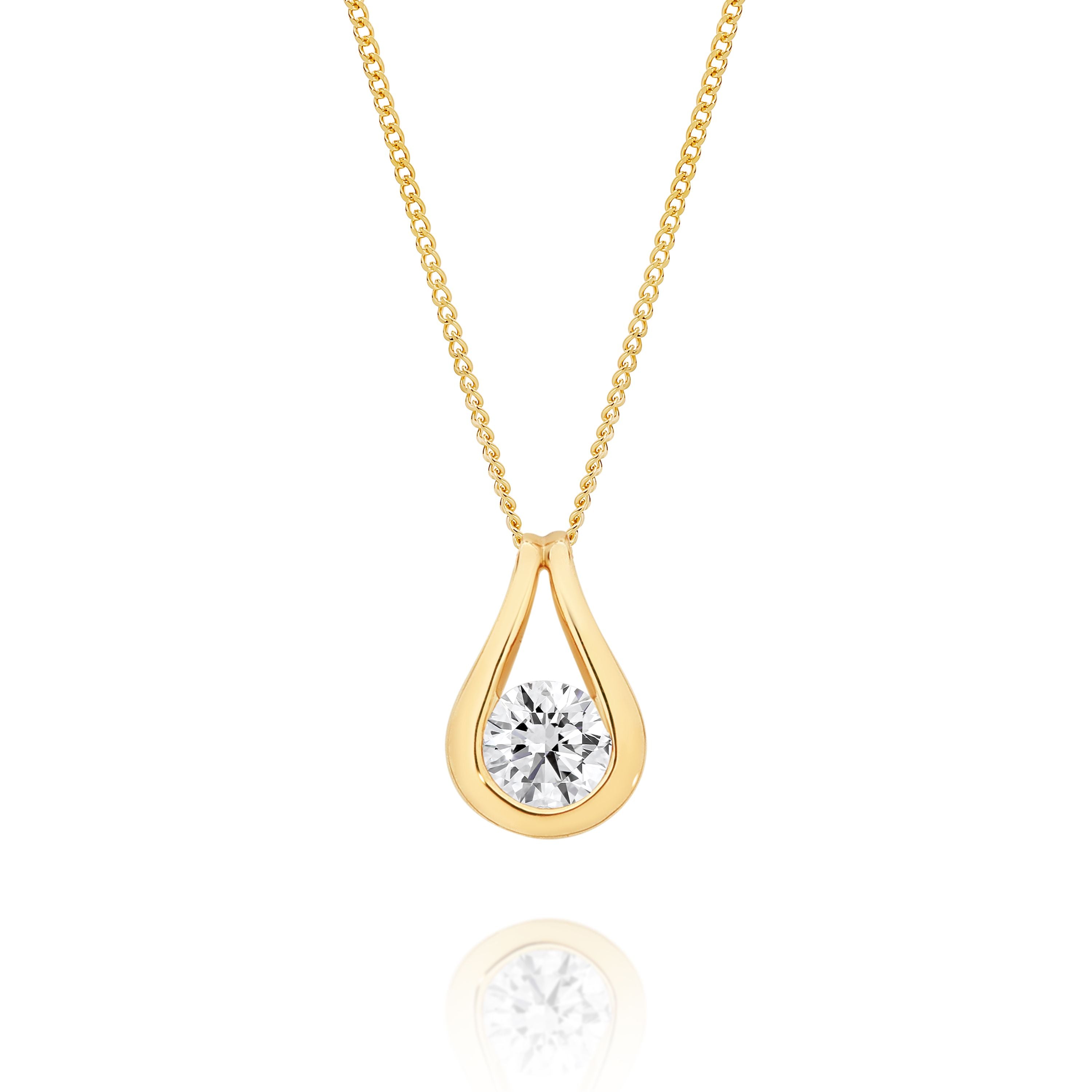 9ct Yellow Gold 0.50ct Lab Grown Diamond Droplet Pendant