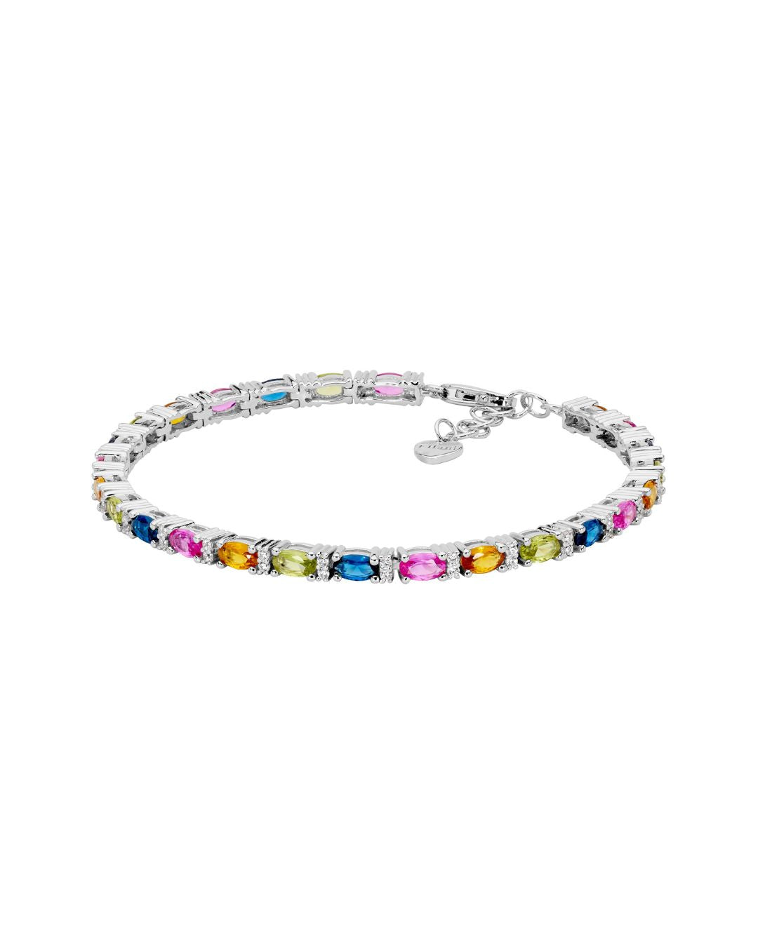 Ellani Silver Multi-Coloured CZ Tennis Bracelet