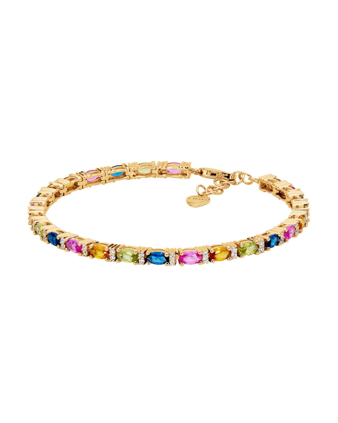 Ellani Multi-Coloured CZ Tennis Bracelet in Gold Plating