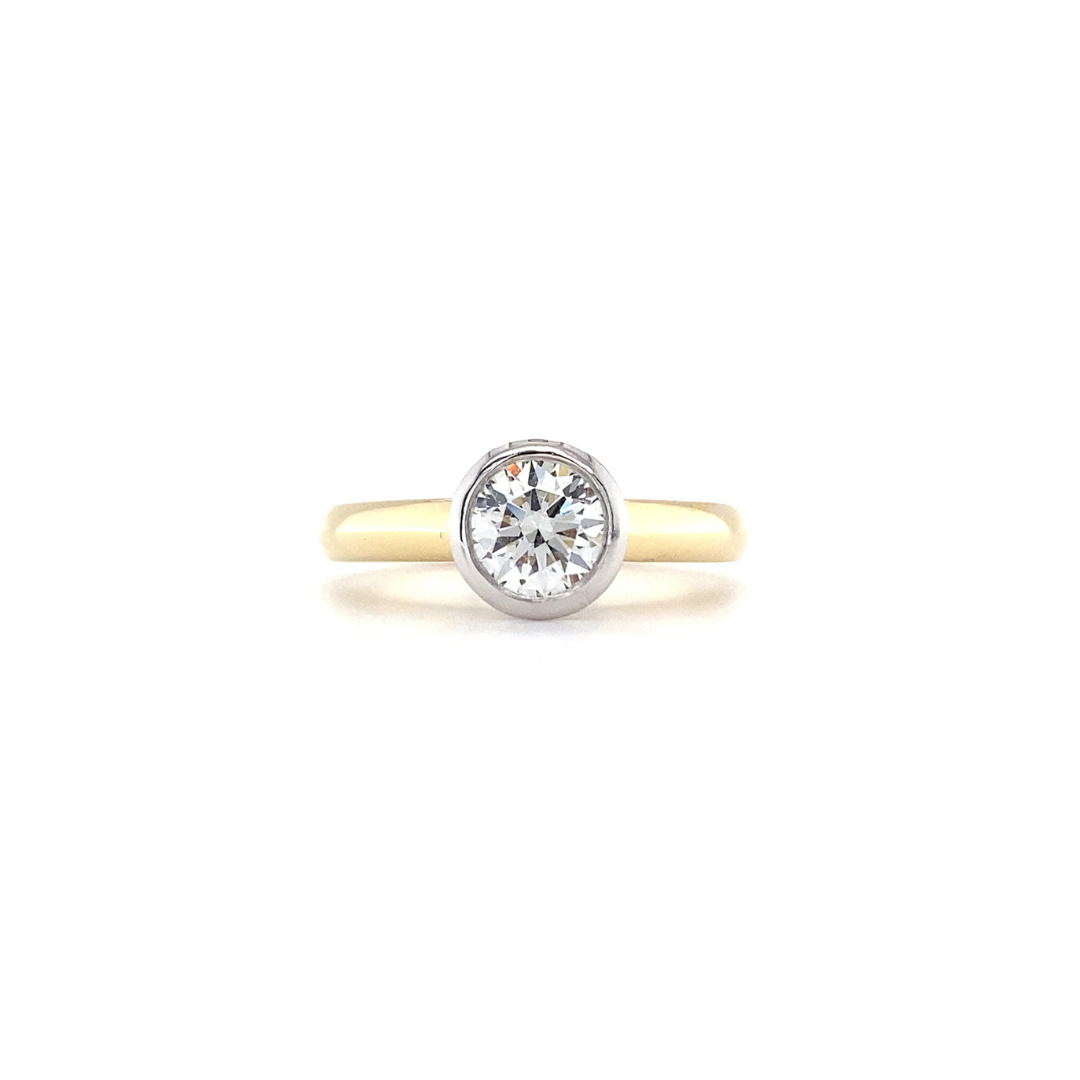 CUSTOM 18ct Two Tone Bezel Set Diamond Ring