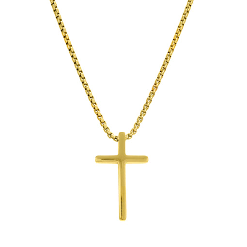 Stainless Steel Gold Tone Cross Necklet