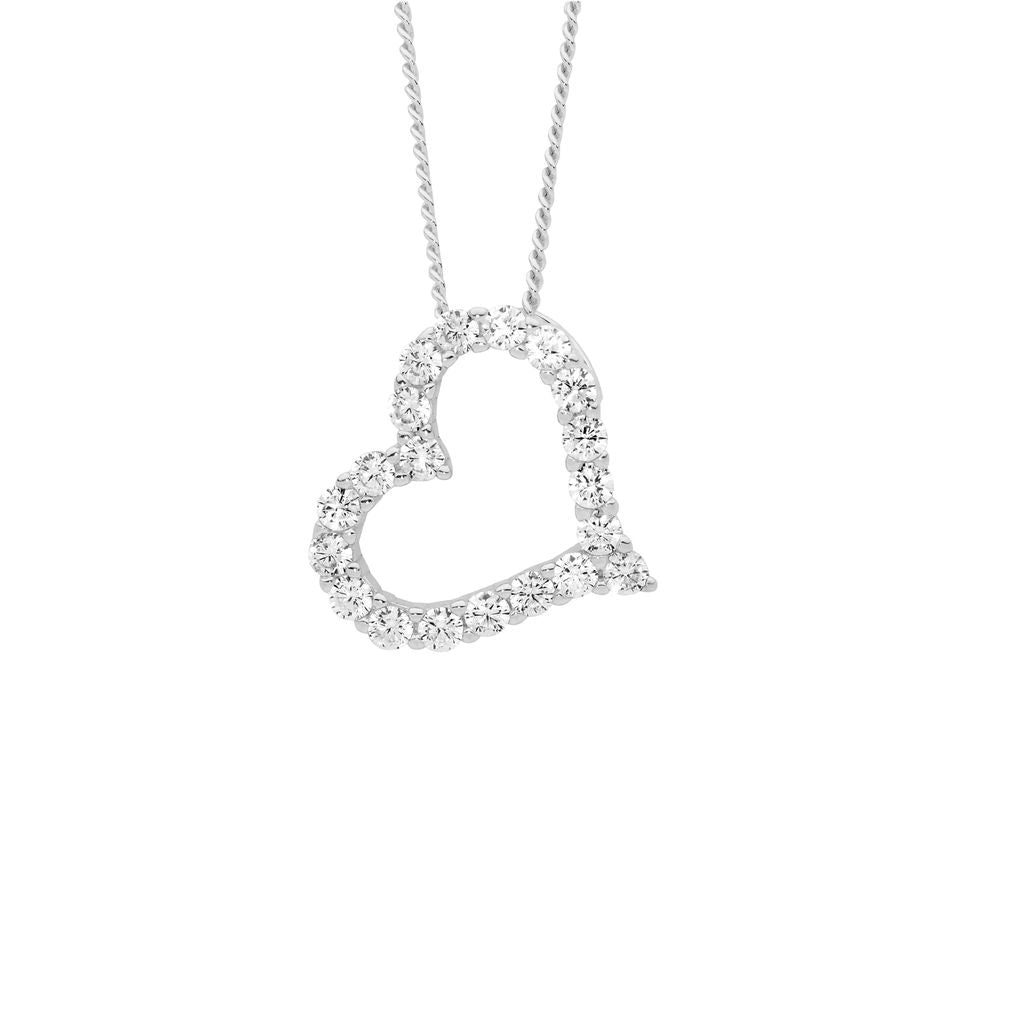 ELLANI Silver CZ Heart Necklet