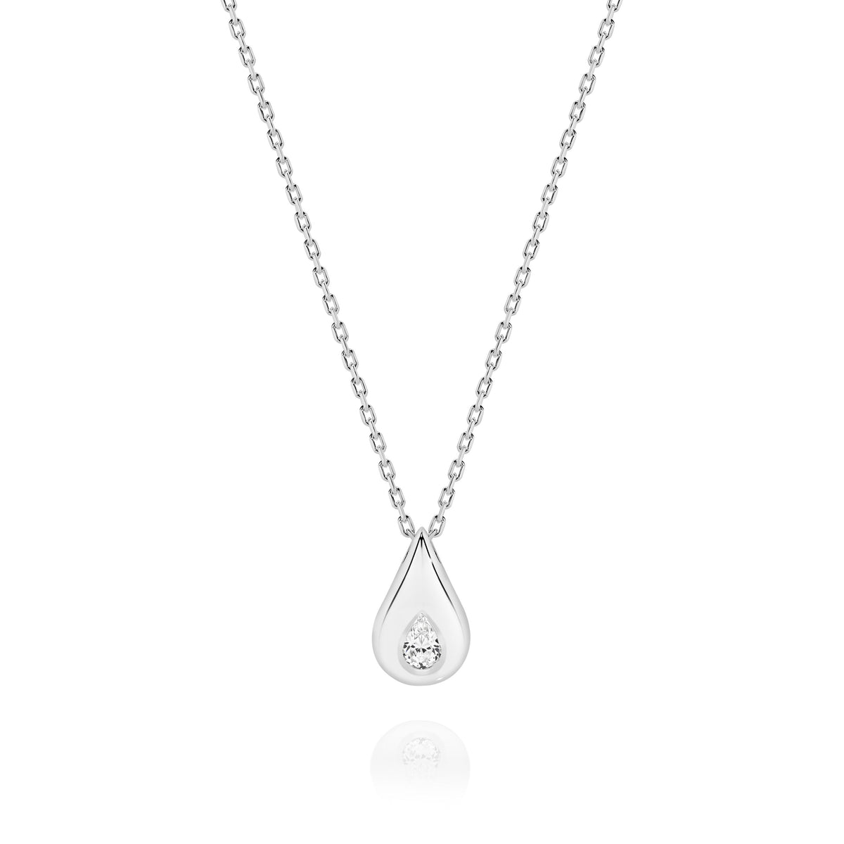 Silver Teardrop Cubic Zirconia Necklet
