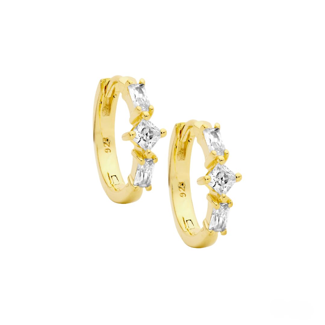 ELLANI Silver Plated Huggies with CZ