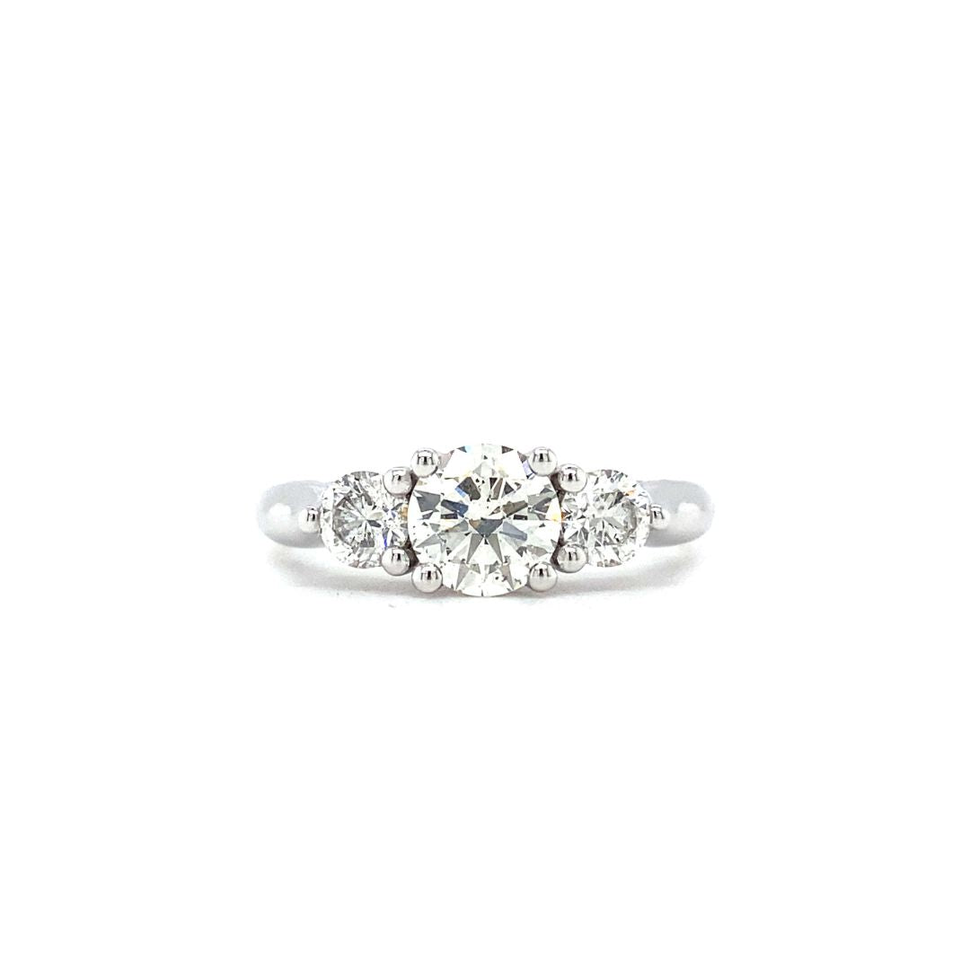 CUSTOM 18ct White Gold Natural Diamond Trilogy Ring