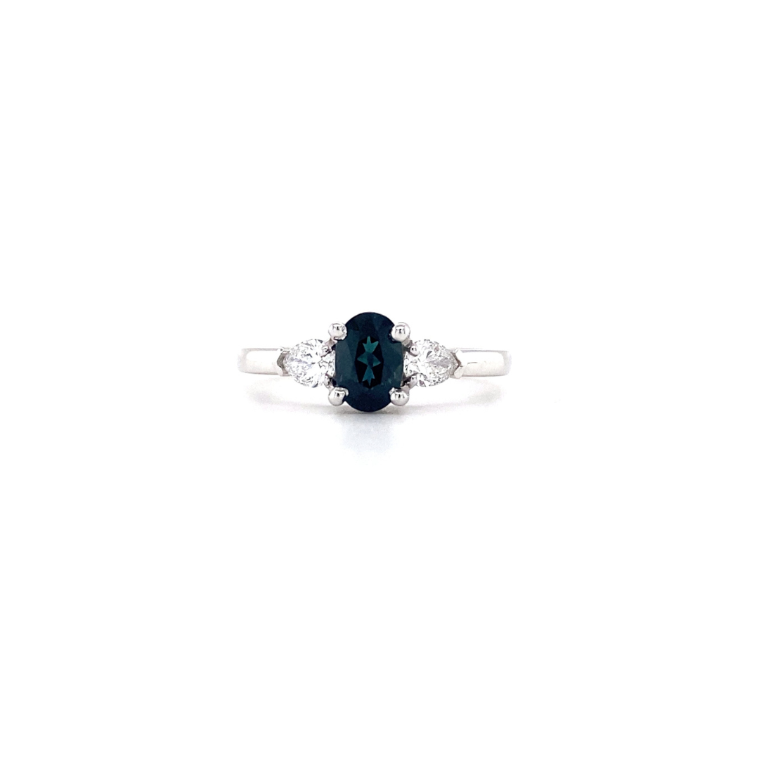 CUSTOM 9ct White Gold Australian Sapphire and Diamond Ring