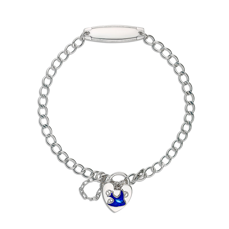 Silver Bluebird Padlock Bracelet with ID Plate
