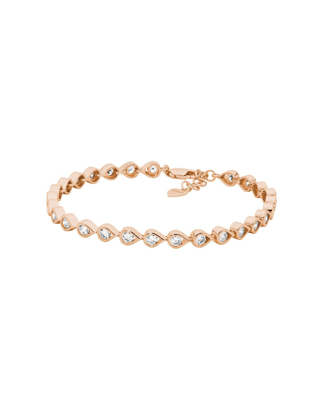 ELLANI Silver CZ Tennis Bracelet with Rose Gold Plating