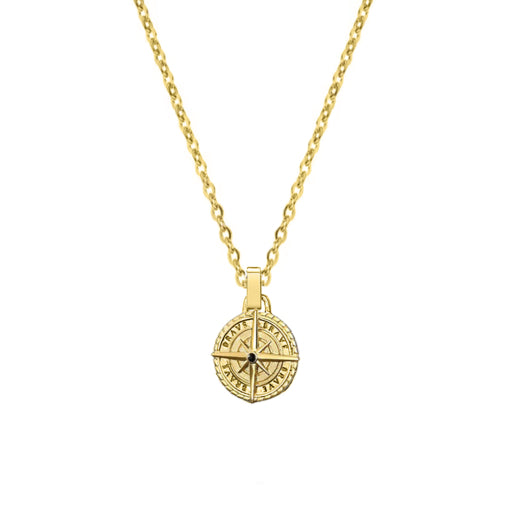 Stainless Steel Gold Tone Compass Necklet