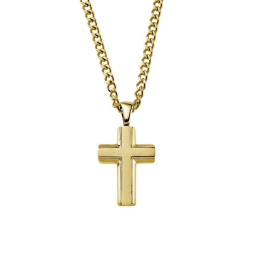 Stainless Steel Gold Tone Cross Necklet