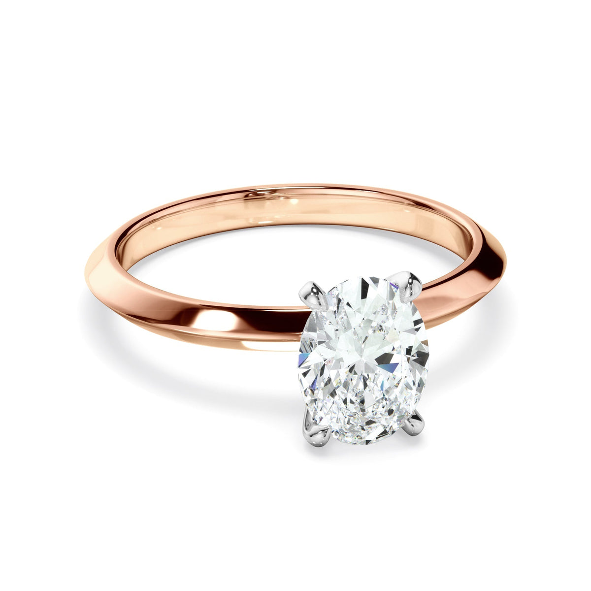 Oval Cut Diamond Solitaire Knife Edge Engagement Ring