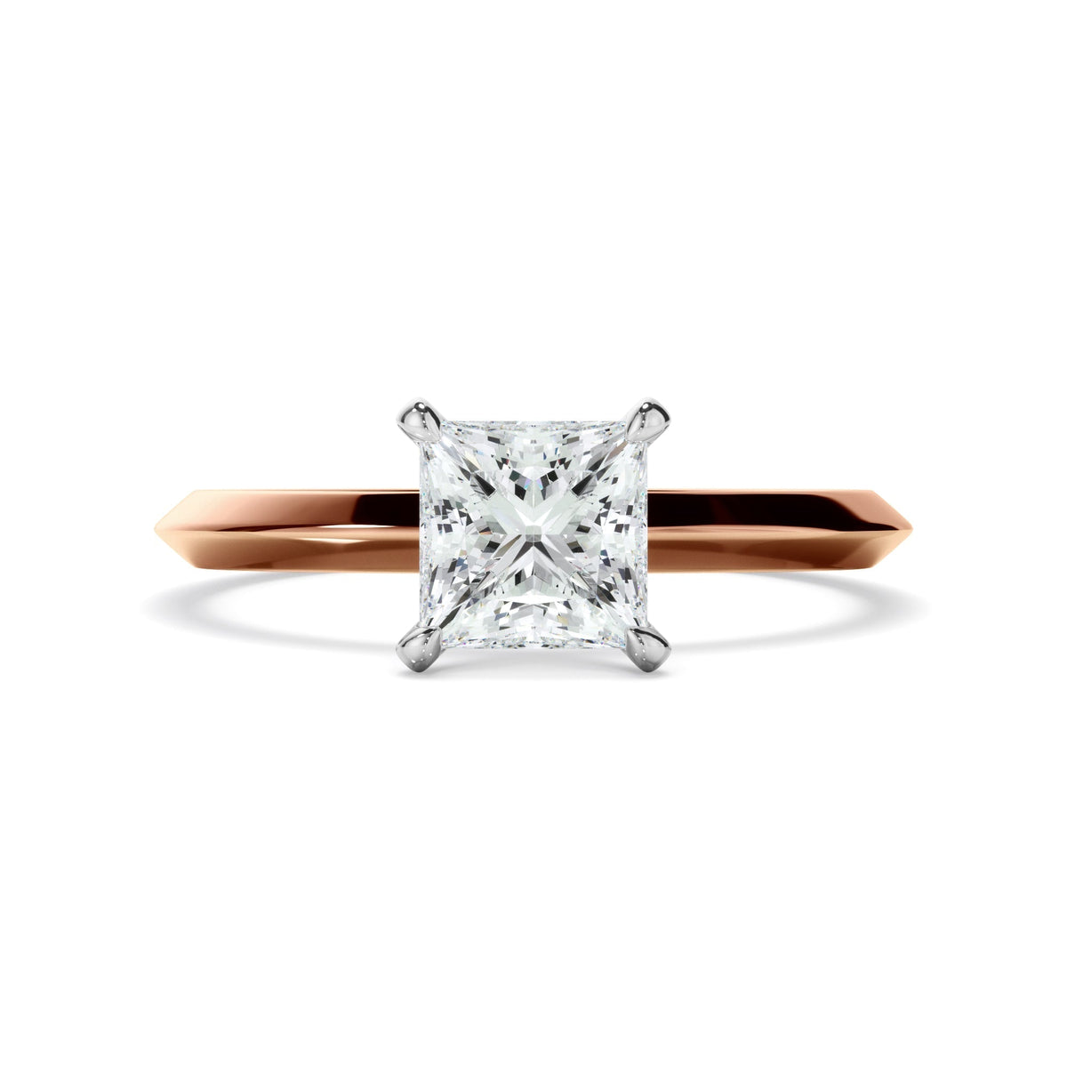 Princess Cut Diamond Solitaire Knife Edge Engagement Ring