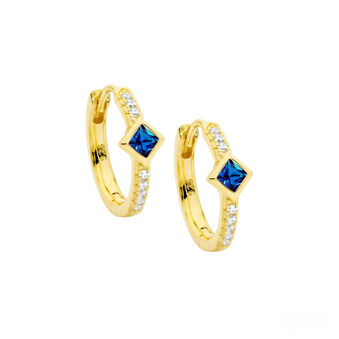 ELLANI Silver Plated CZ Hoop Earrings