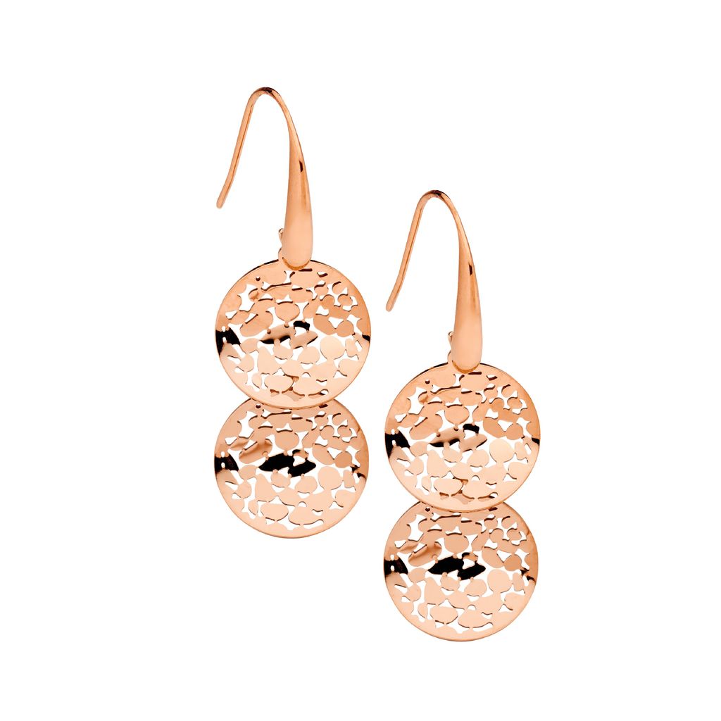 ELLANI Stainless Steel Wave Earrings with Rose Gold Plating