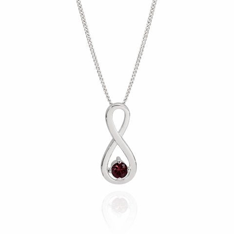 Silver JAN birthstone infinity CZ pendant