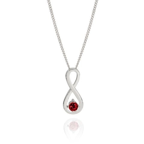 Silver JUL birthstone infinity CZ pendant