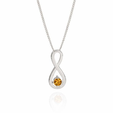 Silver NOV birthstone infinity CZ pendant