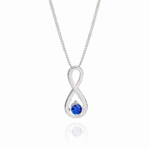 Silver SEP birthstone infinity CZ pendant