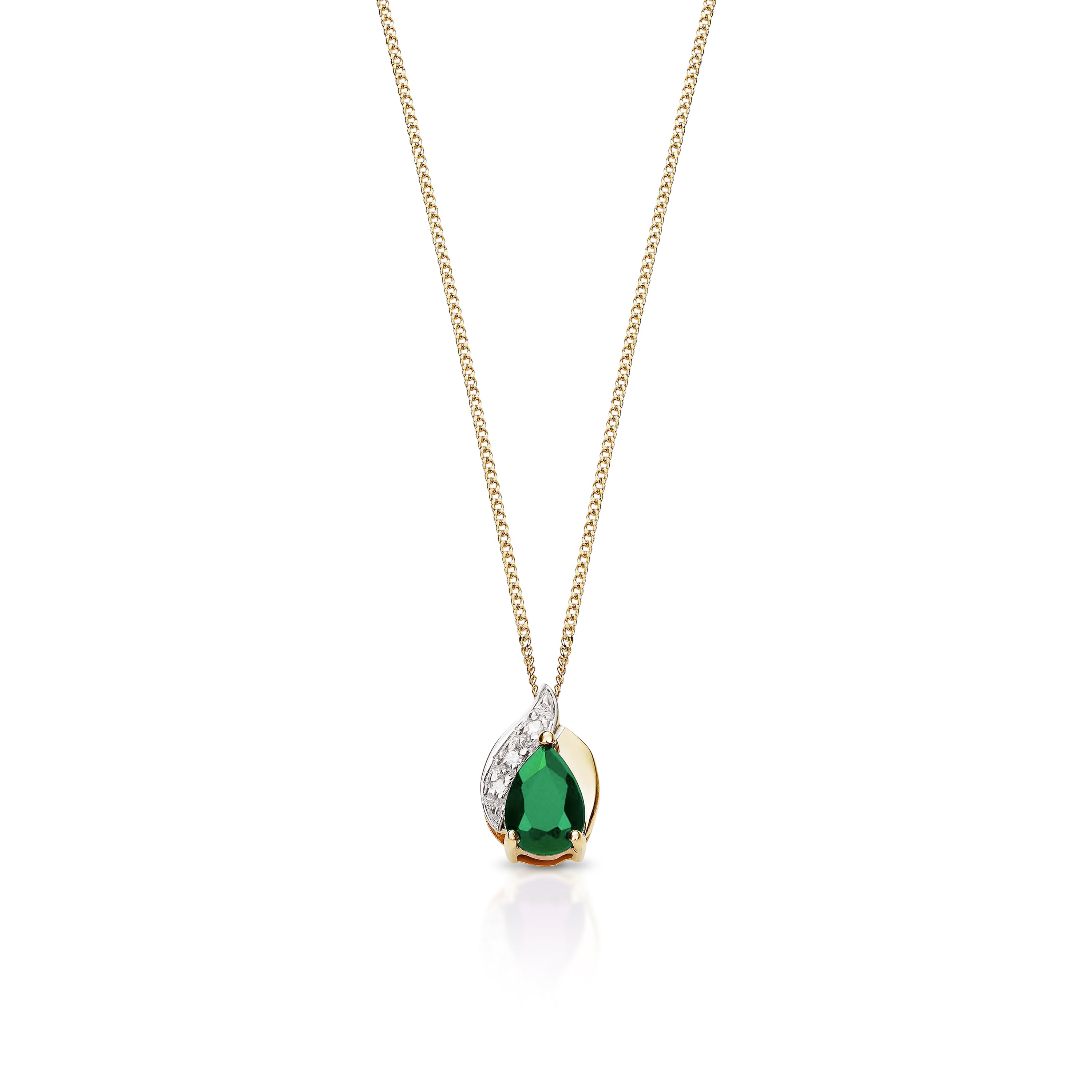 9ct Gold Emerald & Diamond Pendant