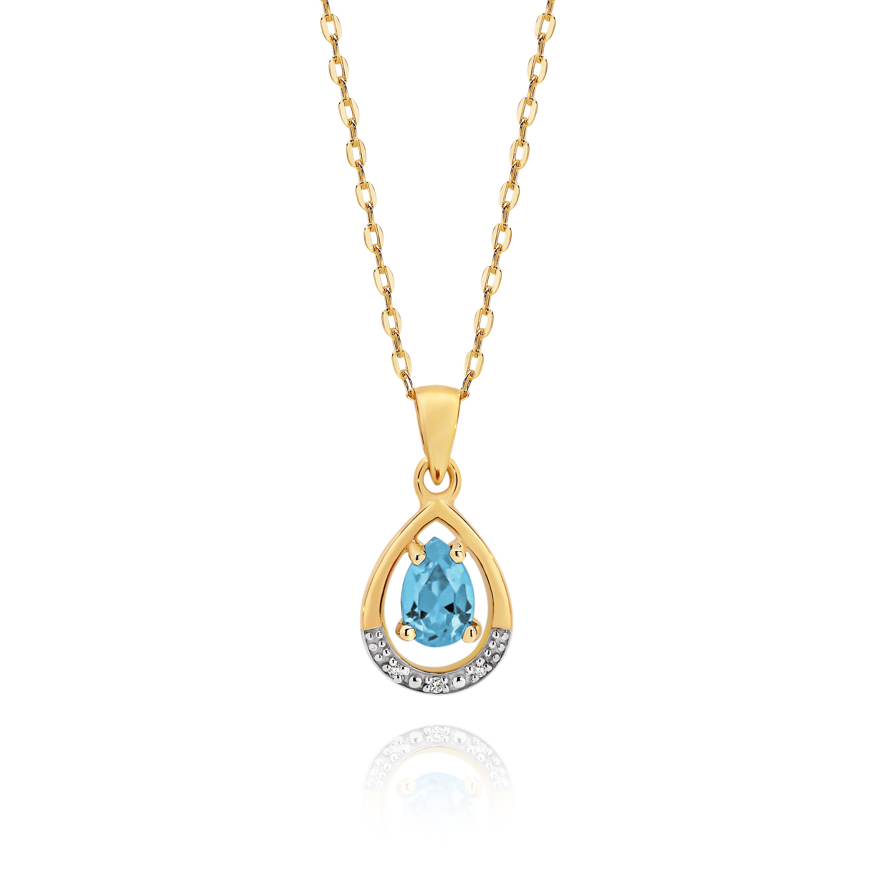 9ct gold blue topaz & diamond pendant