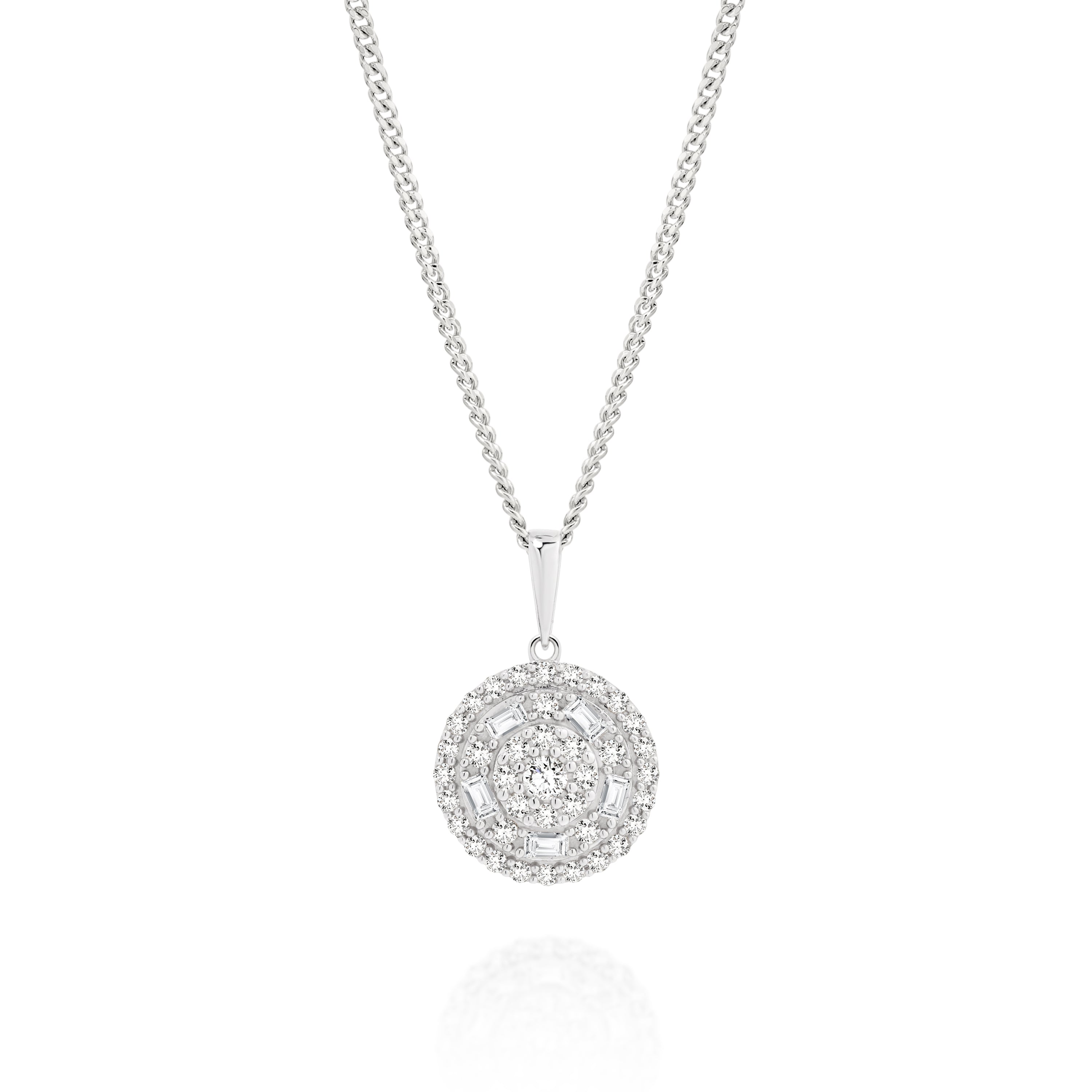 9ct White Gold 0.50ct Diamond Cluster Pendant