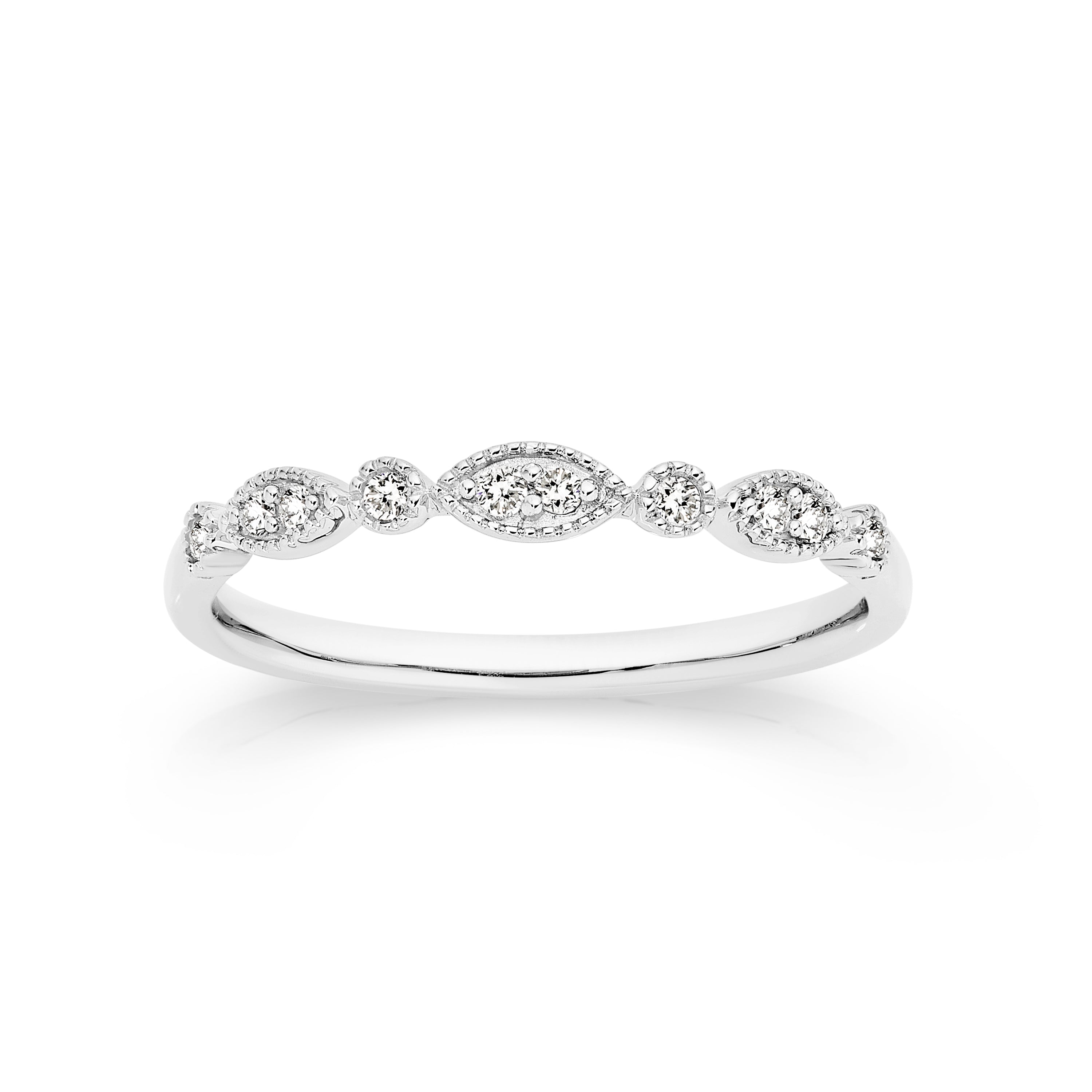 9ct white gold 0.09ct vintage band ring