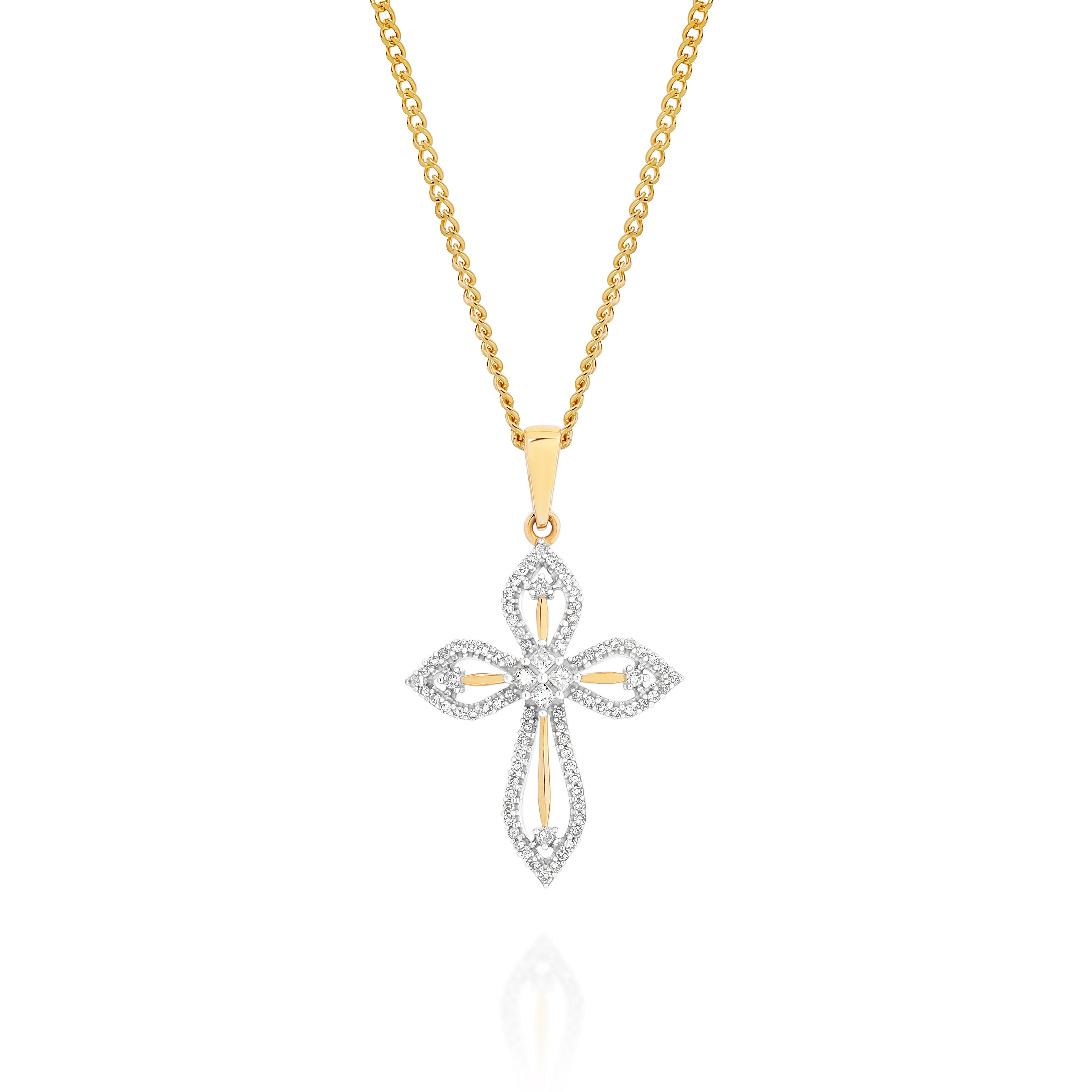 9ct 0.20ct fancy diamond cross