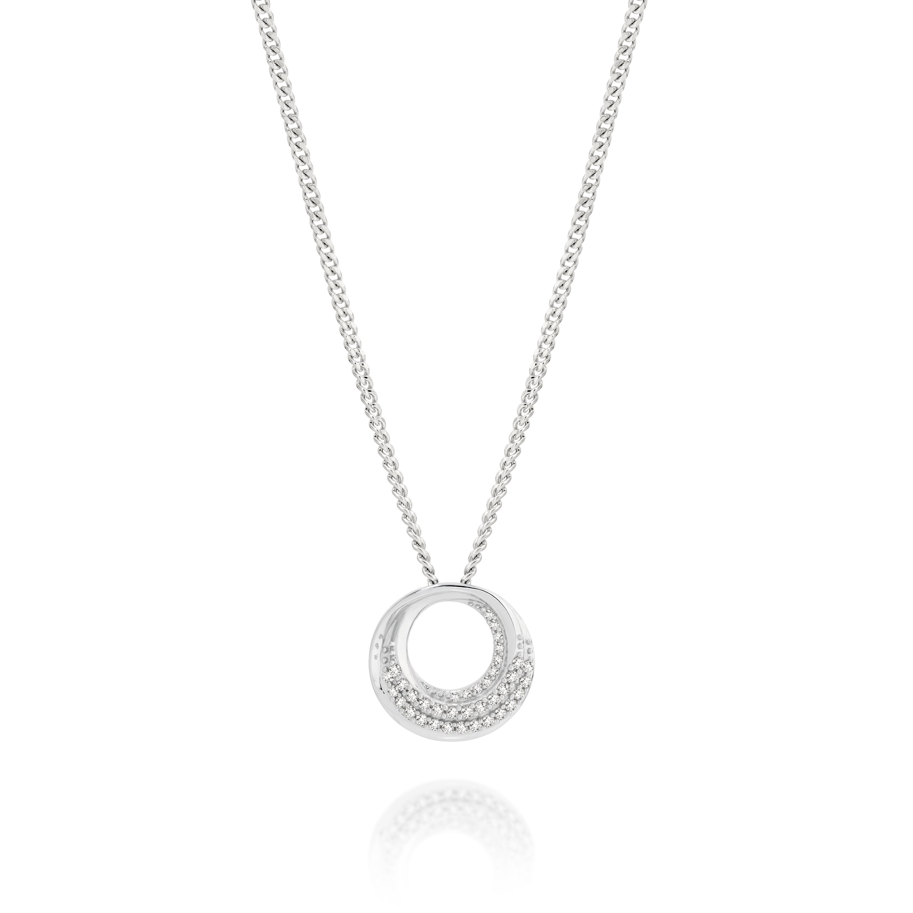 9ct White Gold 0.10ct Diamond Circle Slider Pendant