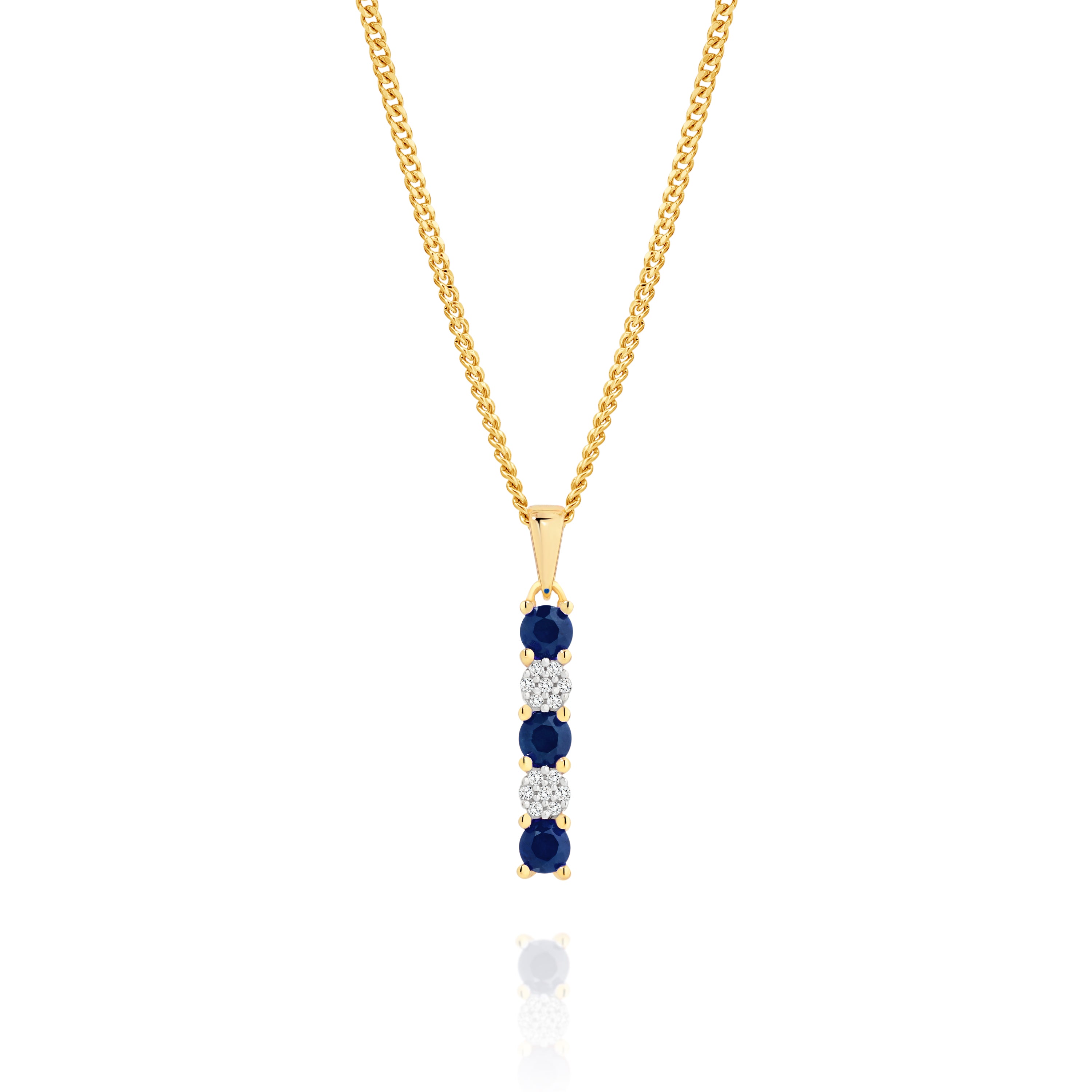 9ct blue sapphire & diamond cluster pendant