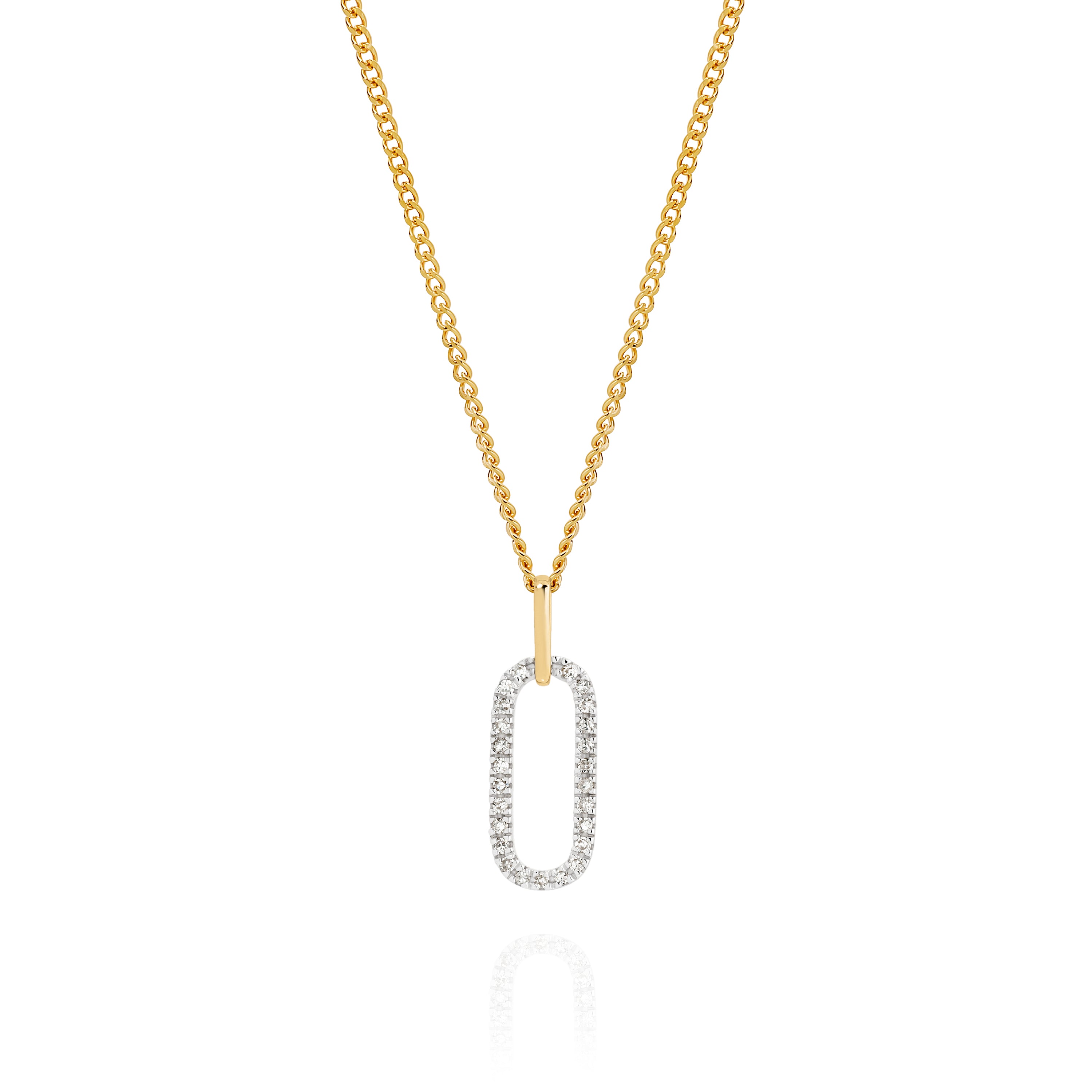 9ct 0.10ct Diamond Paperclip Pendant
