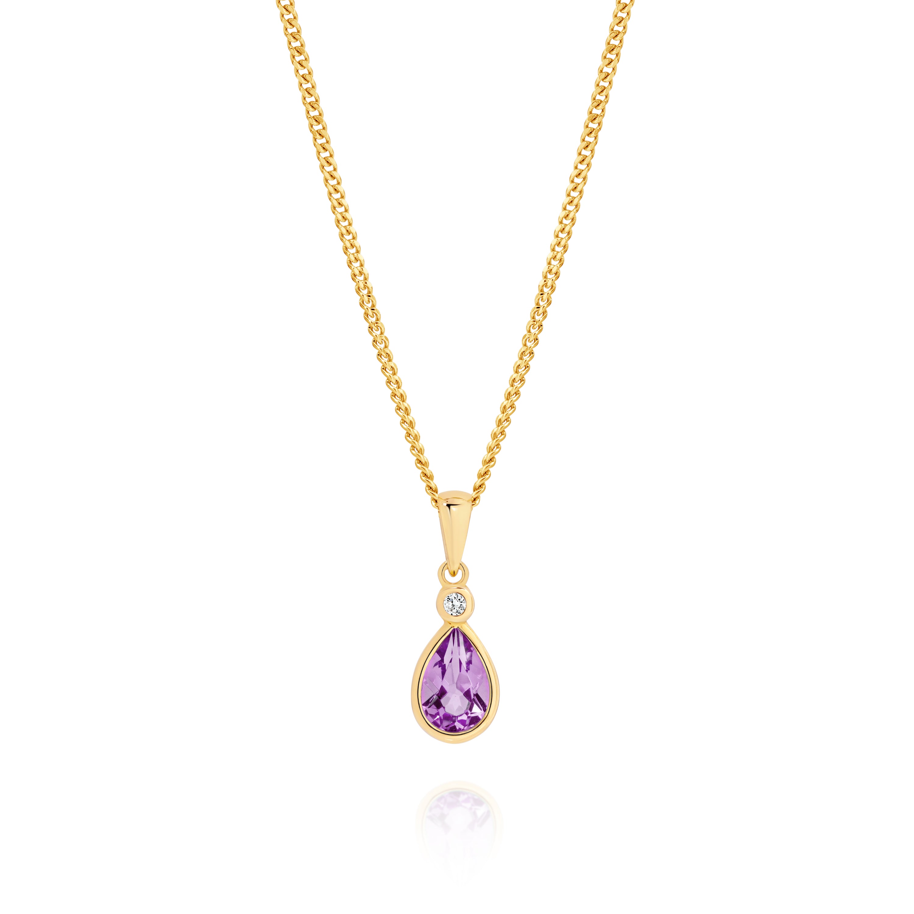 9ct Amethyst & Cubic Zirconia Pendant