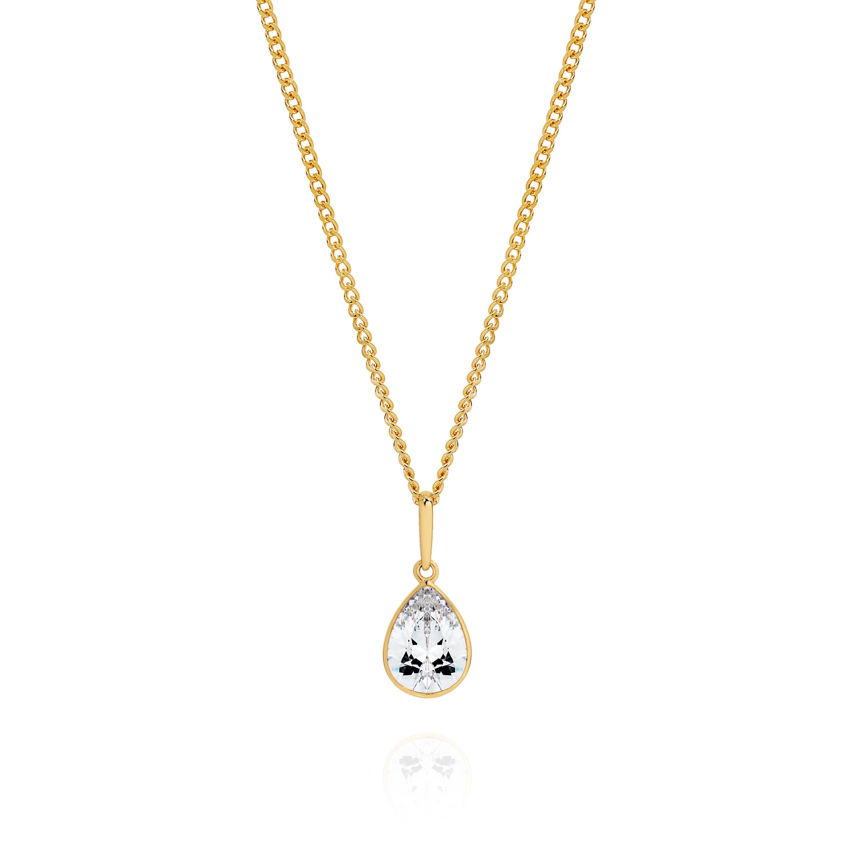 9ct Cubic Zirconia Pear Bezel Pendant