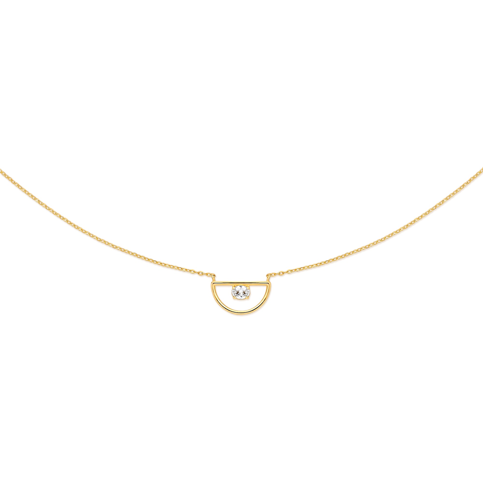 9ct claw set cubic zirconia half circle necklet