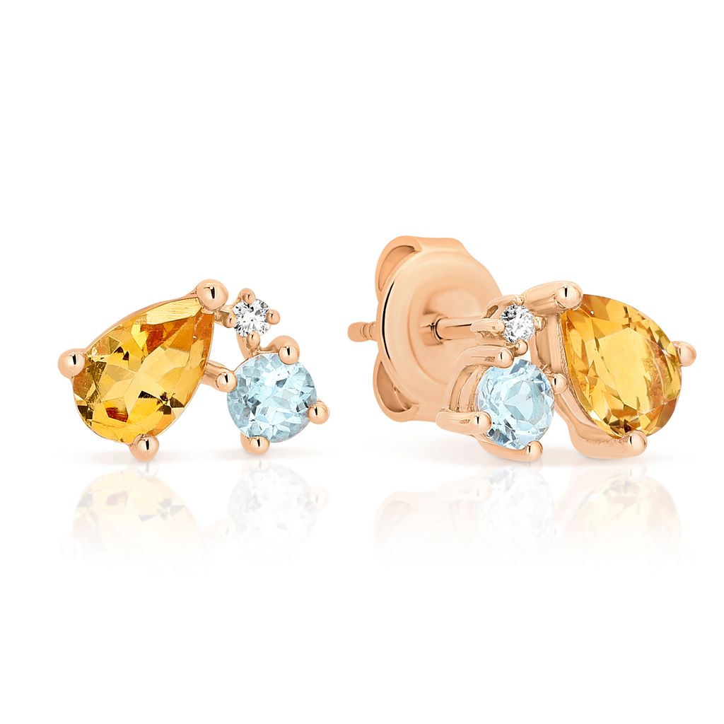 9ct rose gold gemstone scatter studs