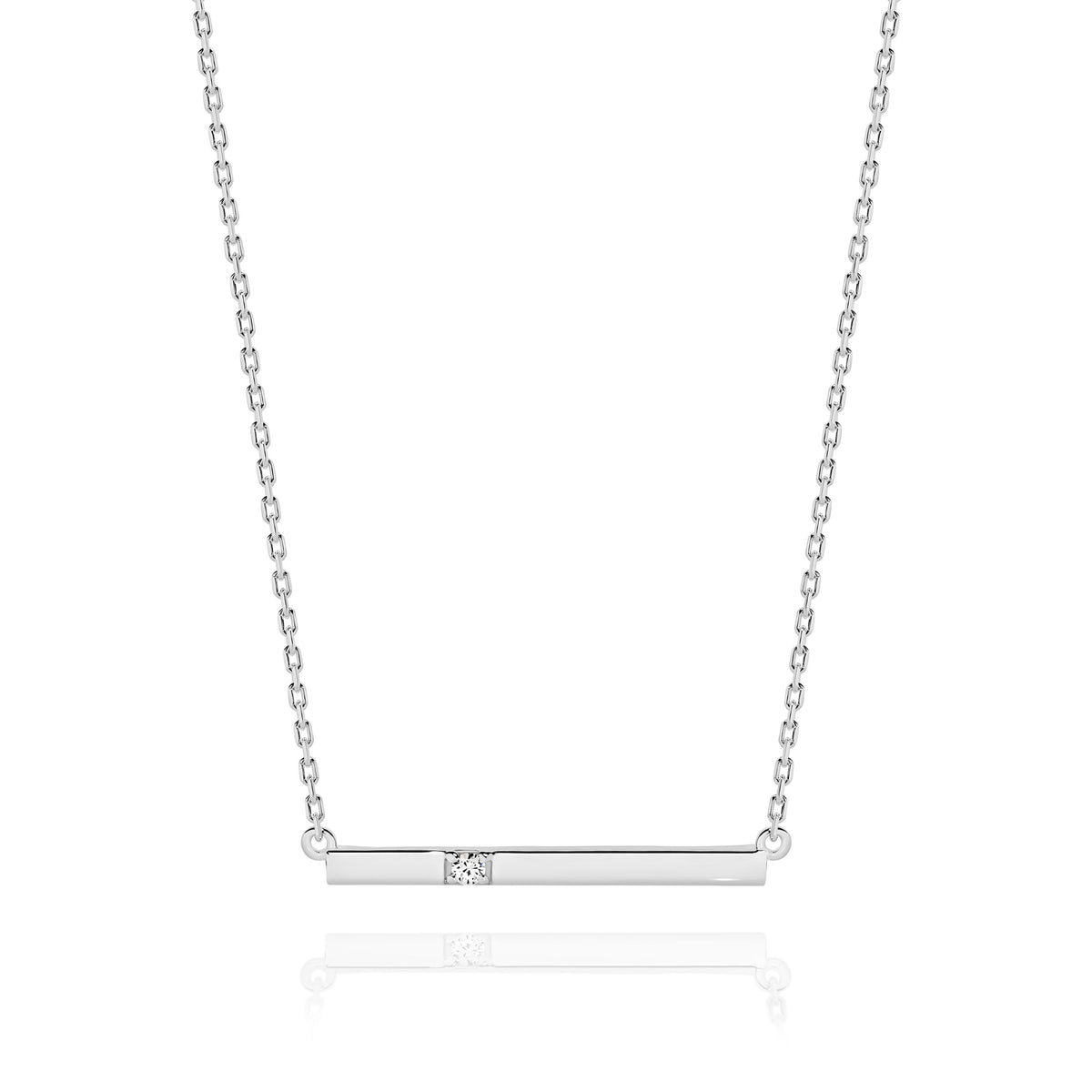 Silver Bar Necklet with Cubic Zirconia