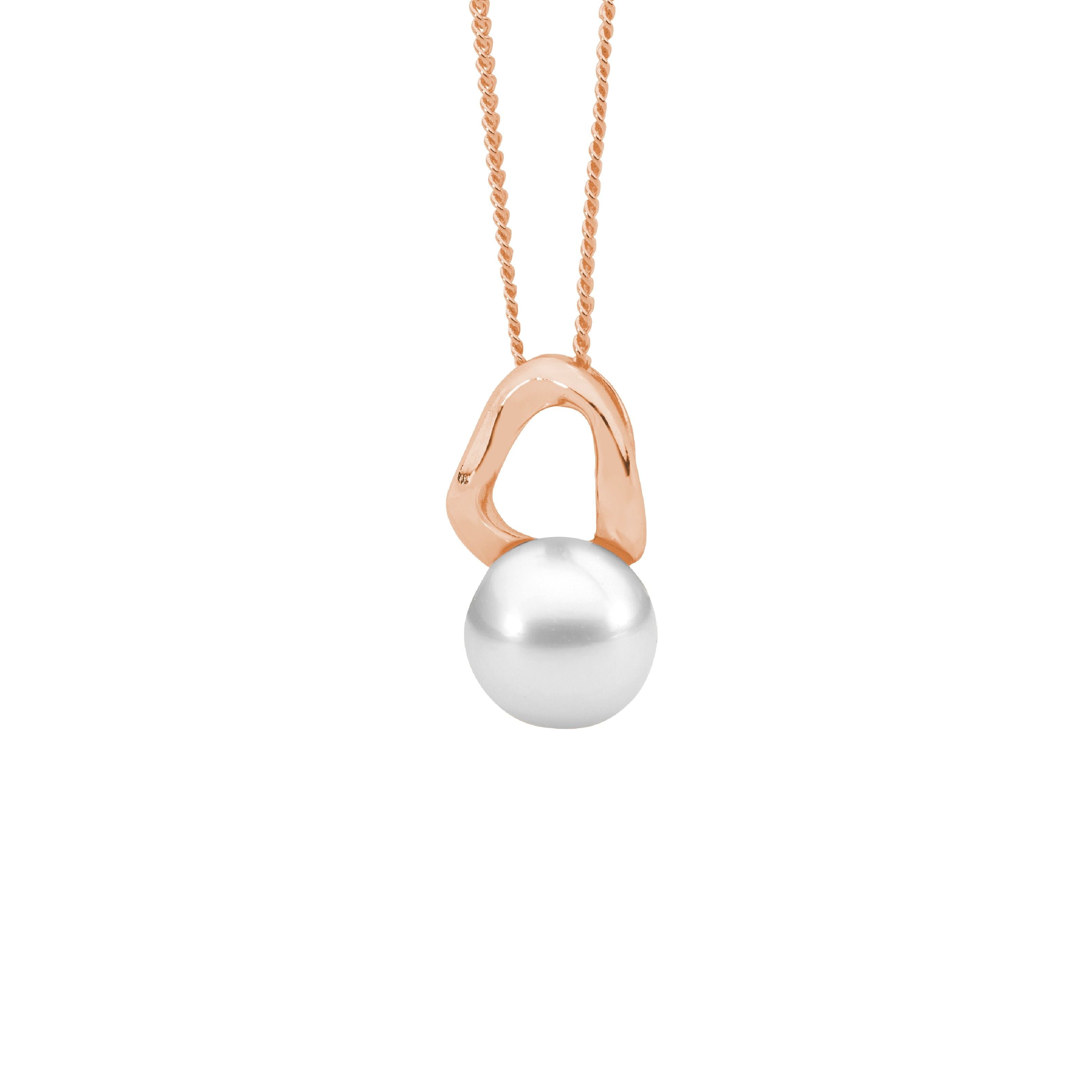 ELLANI Silver Pearl Necklet in Rose Gold Plating