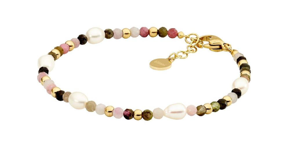 ELLANI Stainless Steel Tourmaline & Freshwater Pearl Bracelet