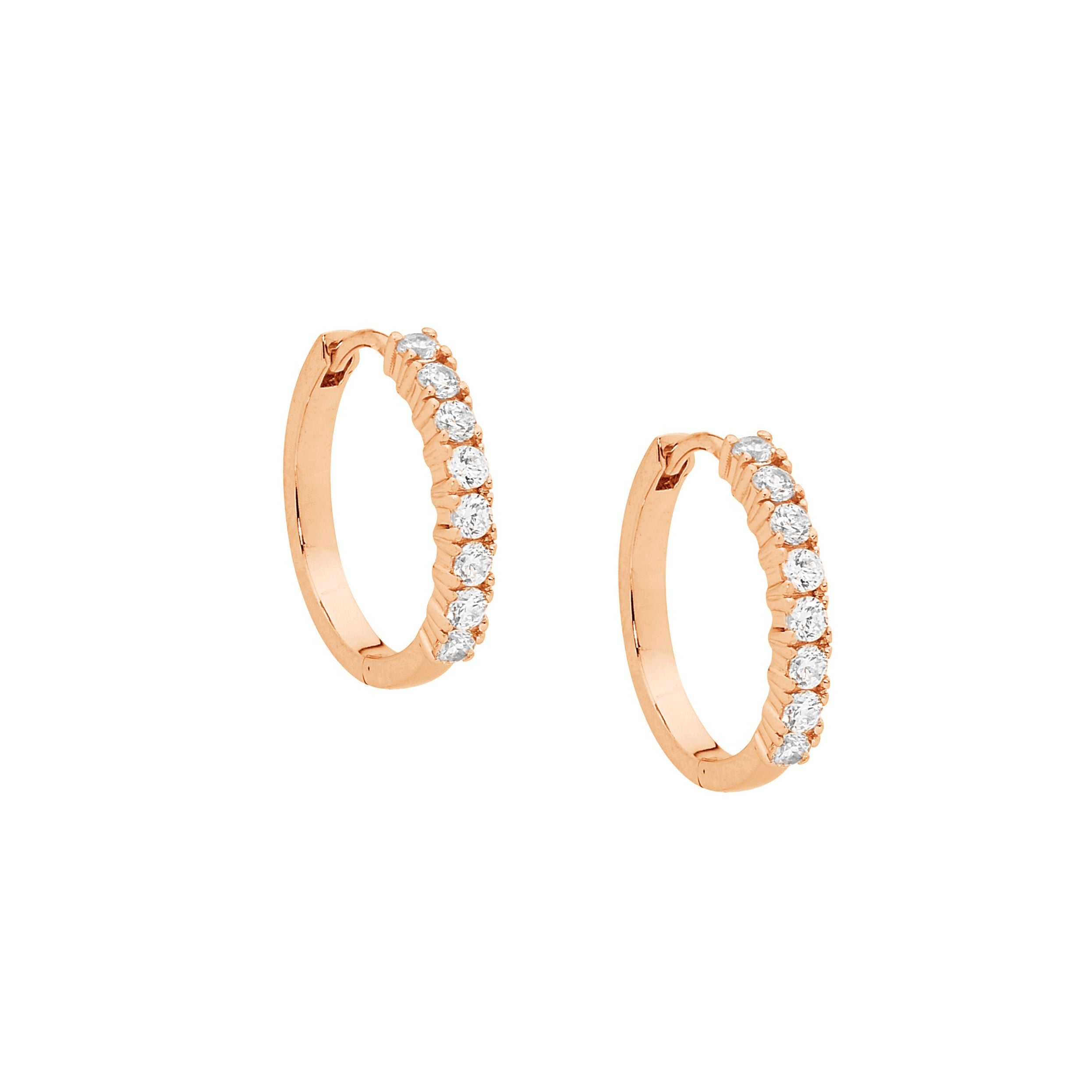 ELLANI Silver Plated CZ Hoop Earrings