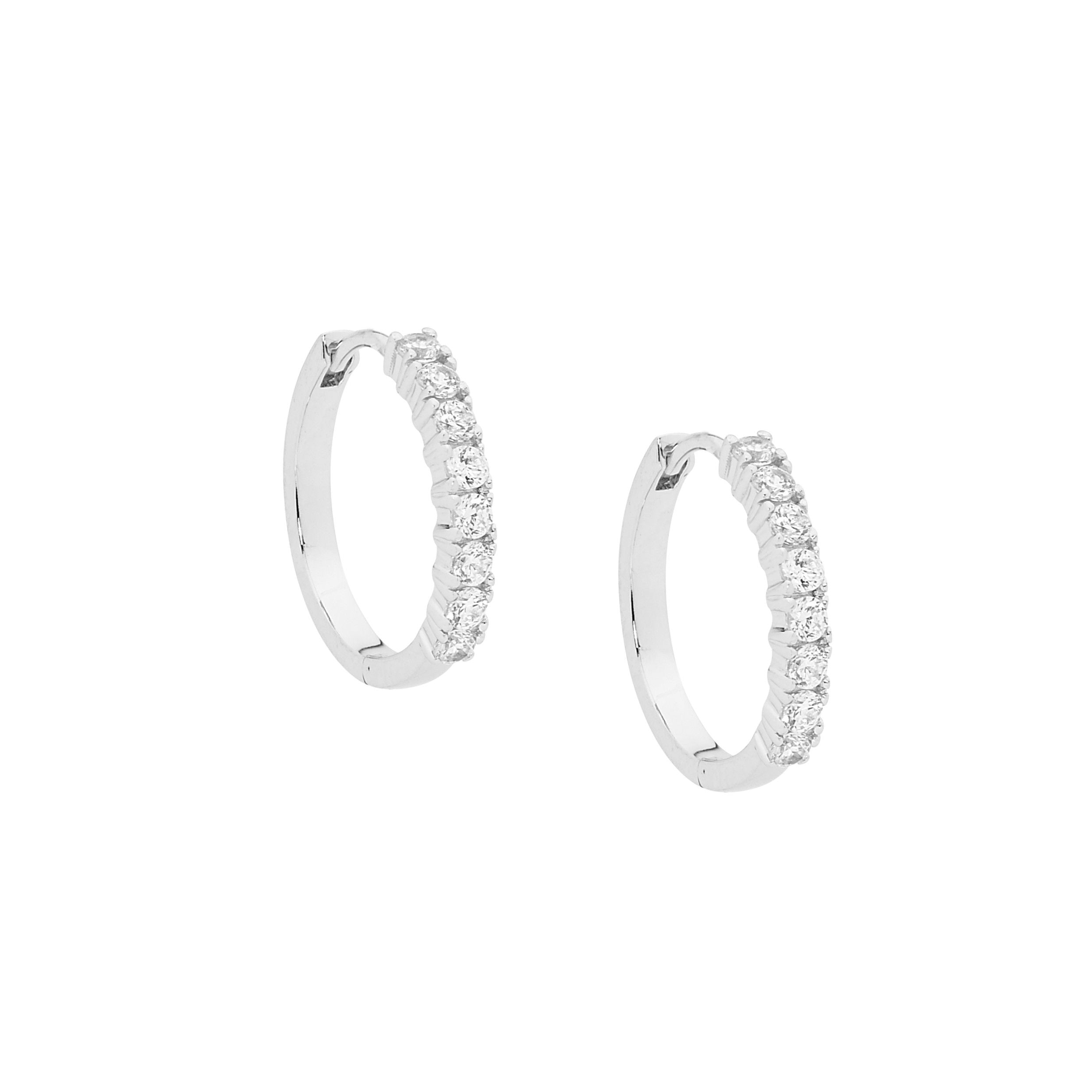 ELLANI Silver CZ Hoop Earrings