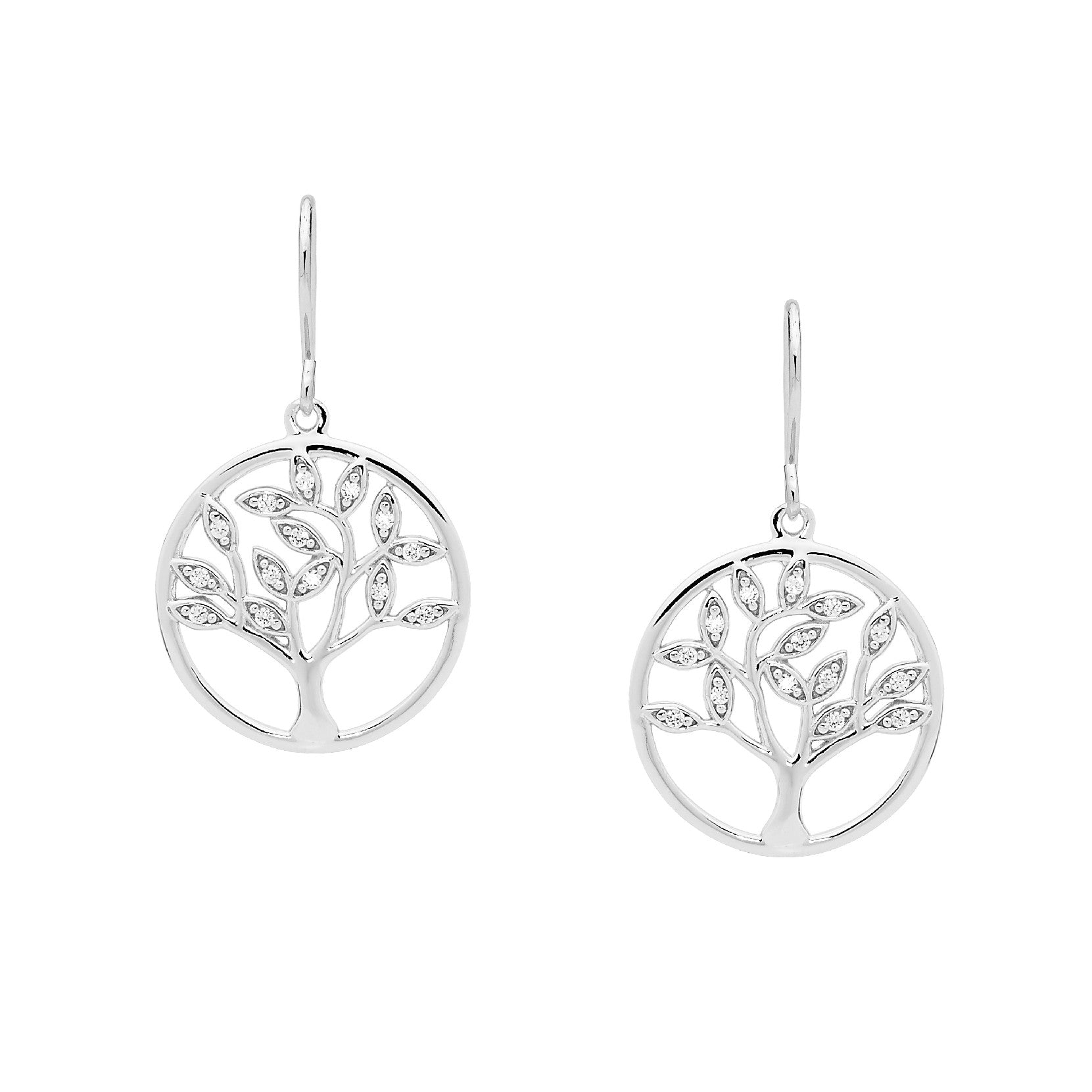 ELLANI Silver CZ Tree Of Life Shp/Hook