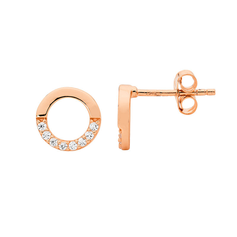 ELLANI Silver Plated Open Circle CZ