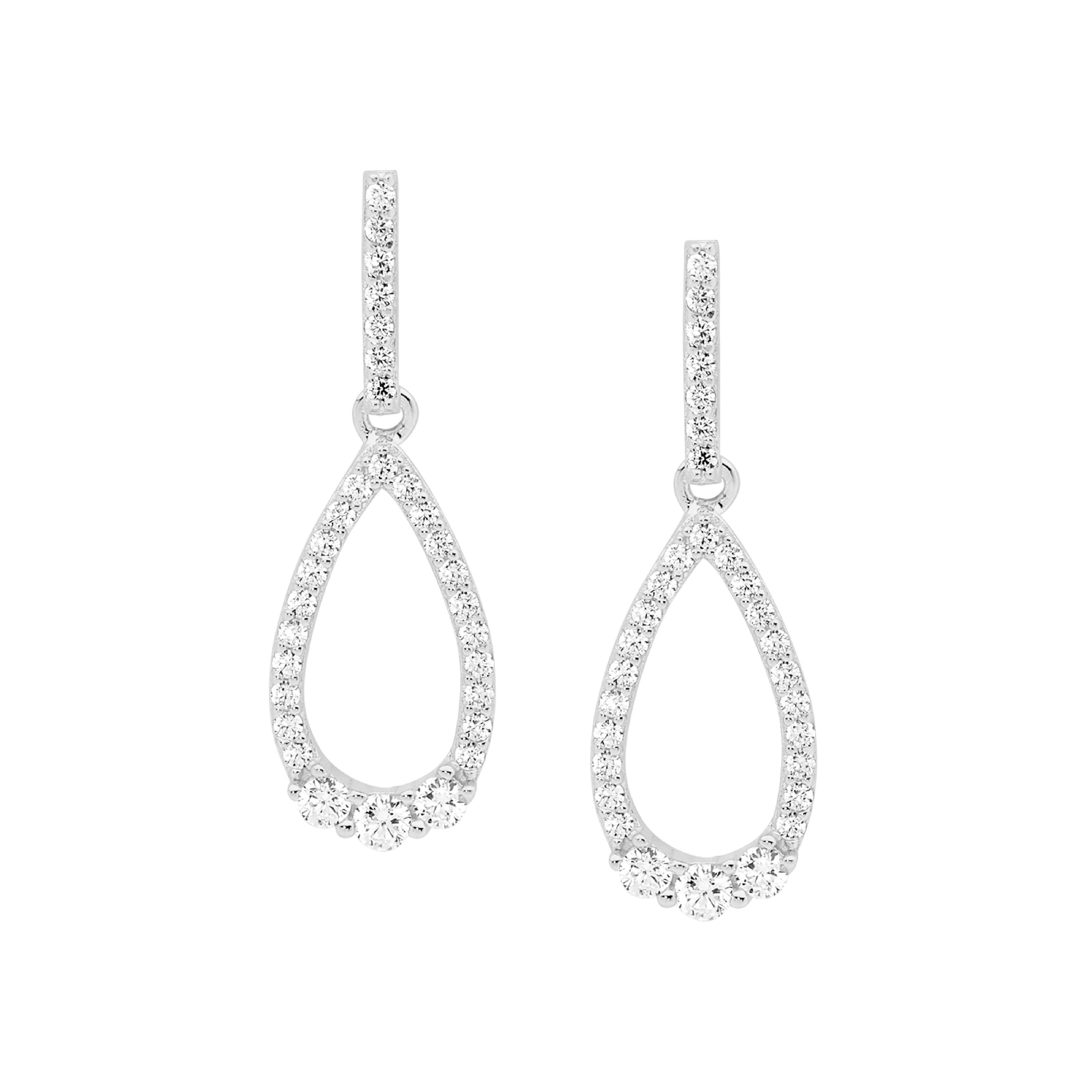ELLANI Silver CZ Earrings