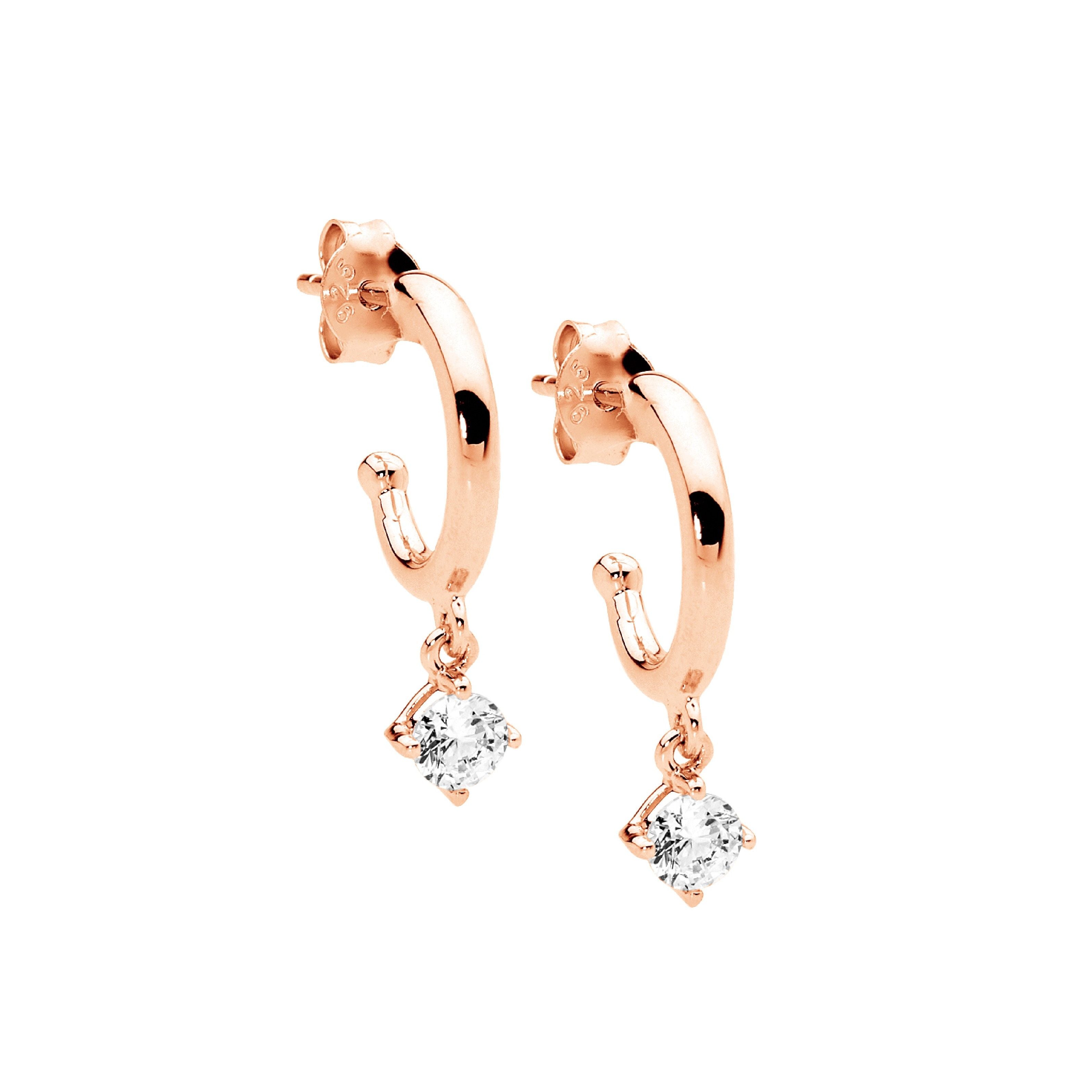 ELLANI Silver Plated Hoops with CZ