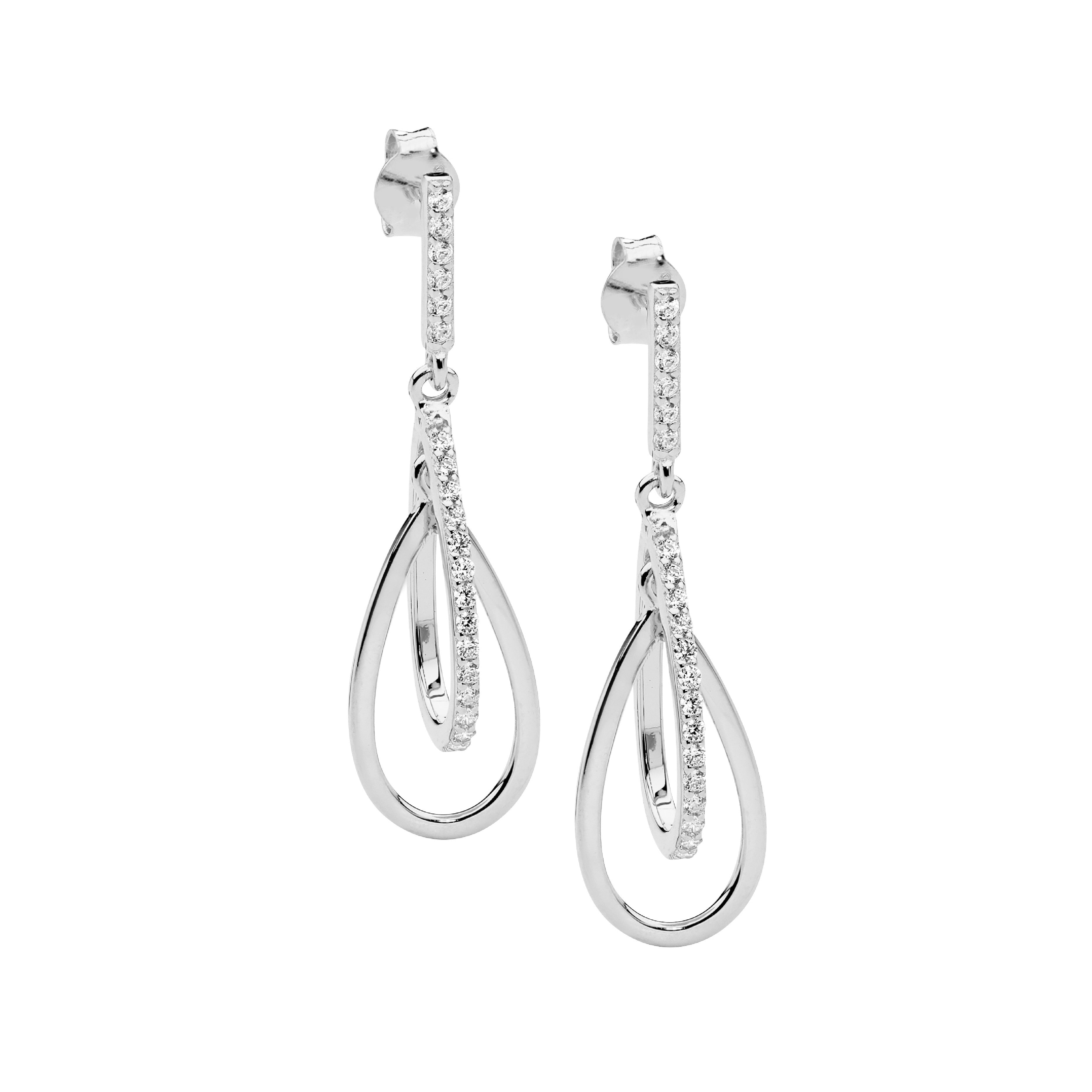 ELLANI Silver CZ Earrings
