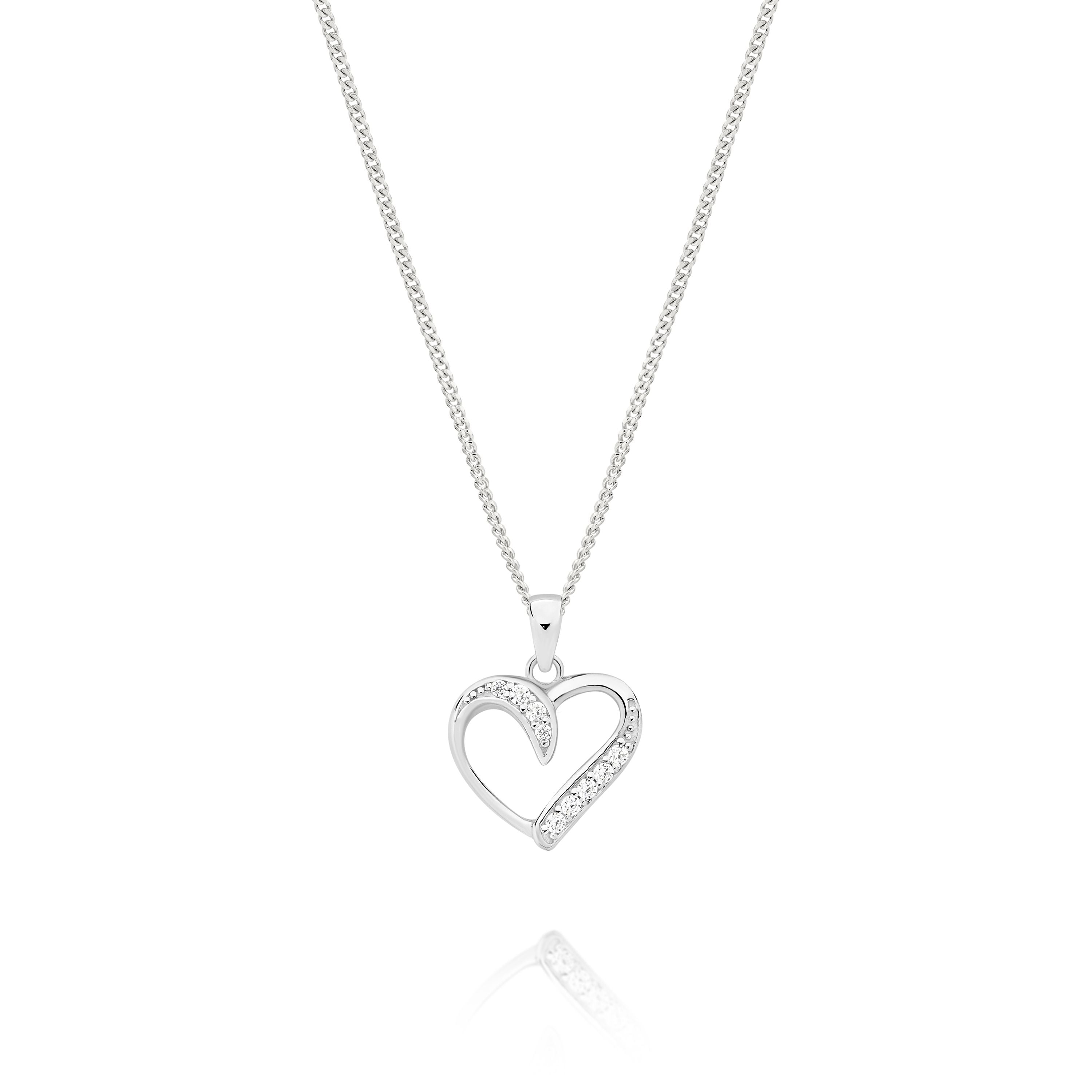 Silver CZ Heart Pendant