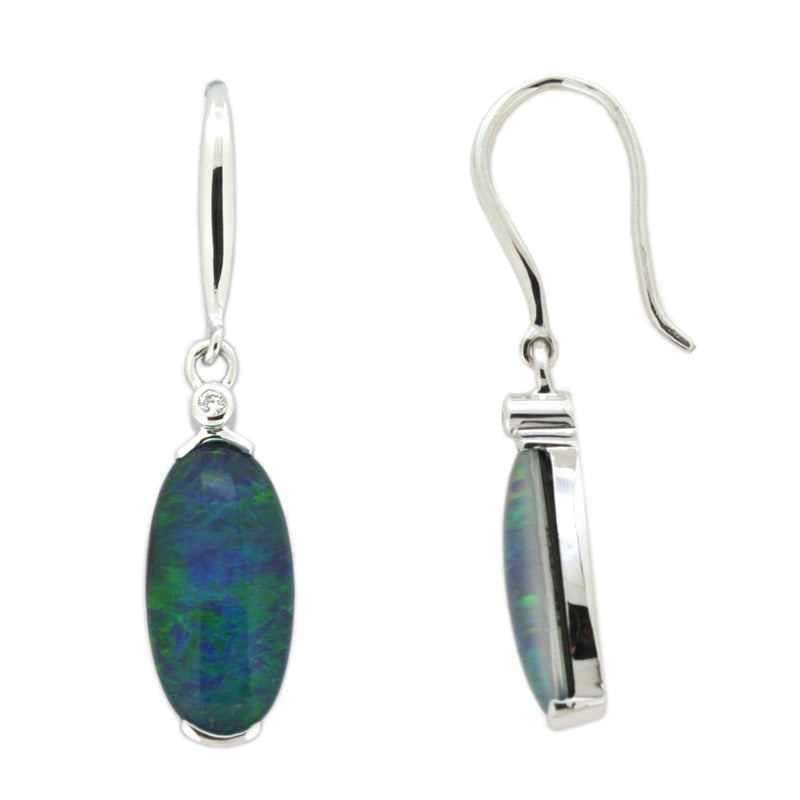Silver Triplet Opal Earrings